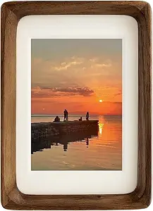 Natural Walnut Wood Art Frame with Mat - Image 2