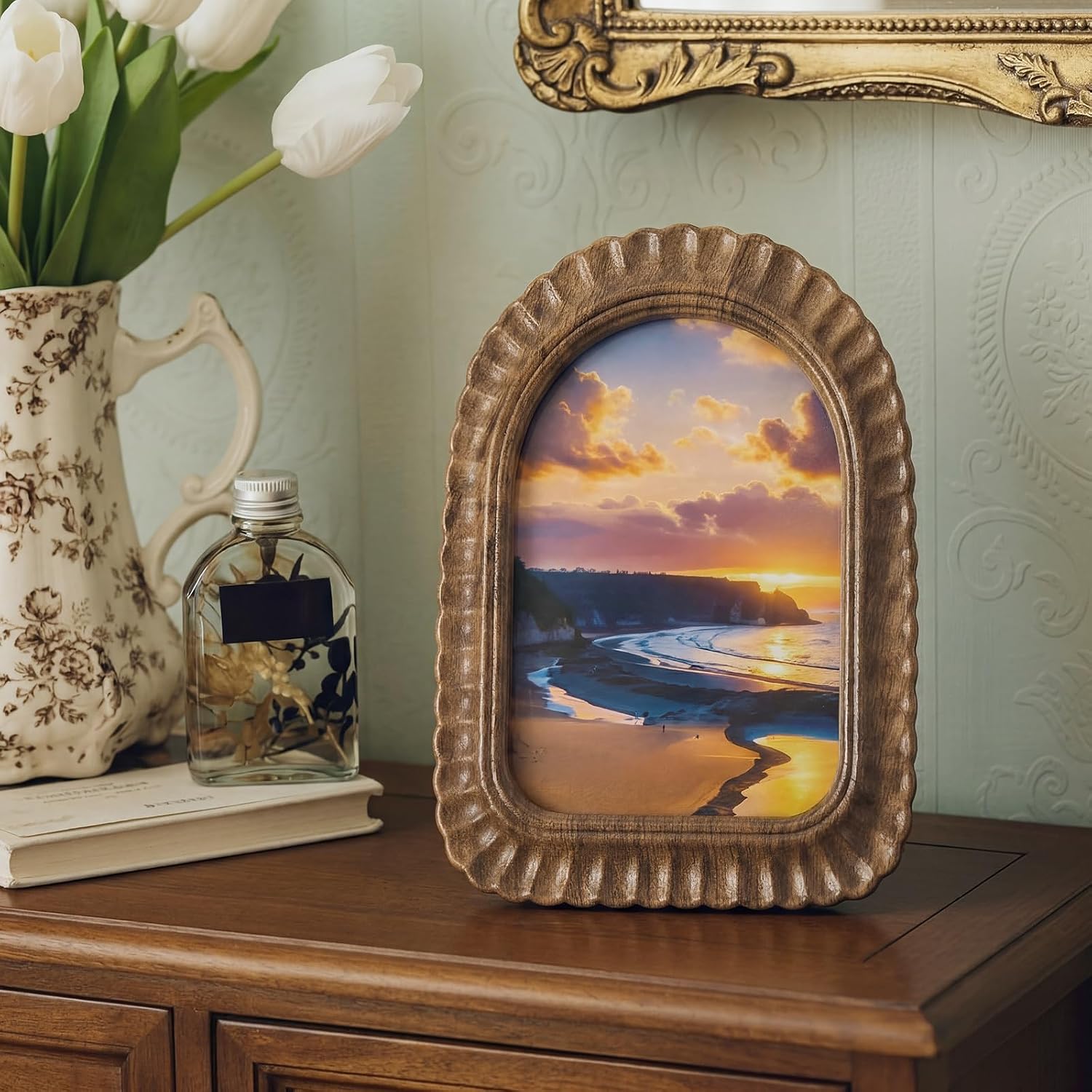 Wavy Edge Wood Art Frame with Glass Cover - Image 2