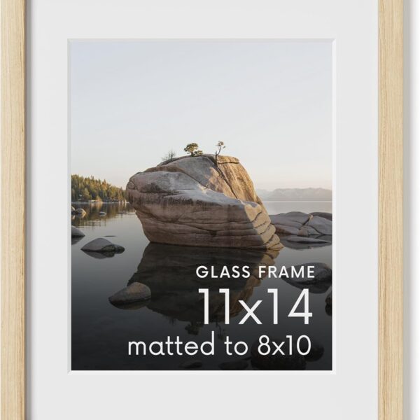 Oak Wood Art Frame with Glass Front and Mat Display