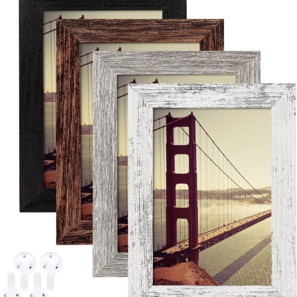 Distressed Wood Pattern Art Frame Set for Home Decor