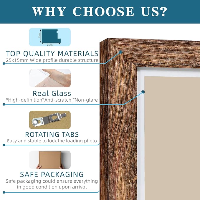 Rustic Wooden Art Frame Set with Glass Cover - Image 2