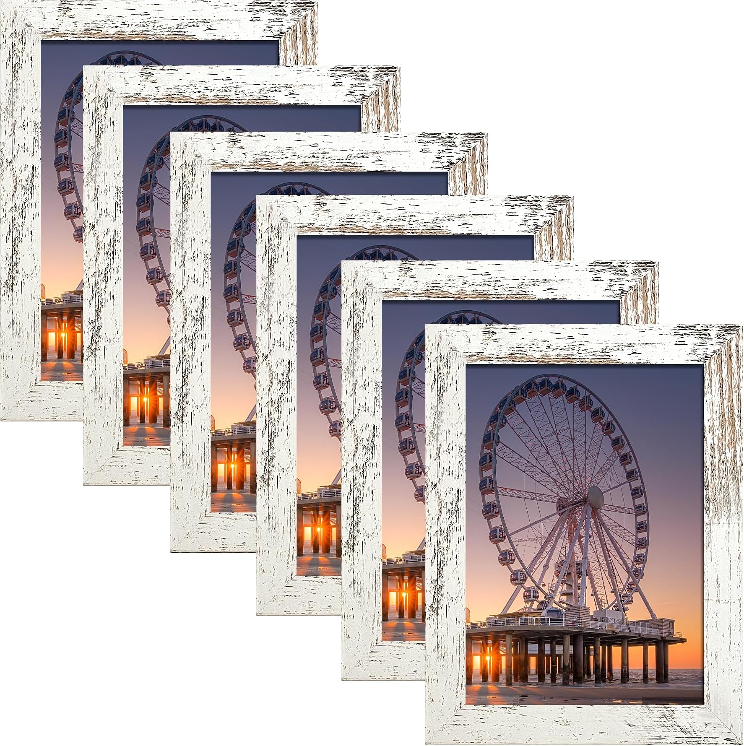 Distressed Wooden Art Frame Set with Glass Cover